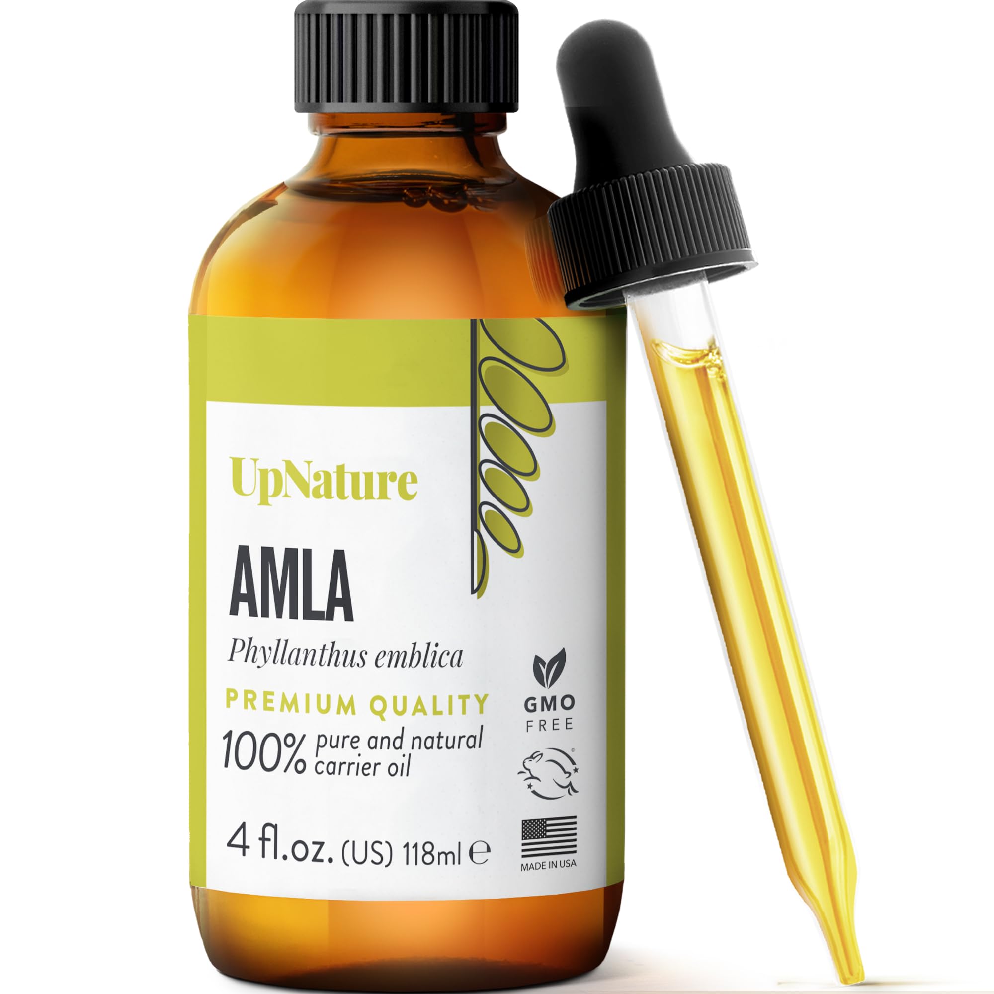 UpNature Amla Oil 4oz   Amla Hair Oil - Promotes Hair Growth, Great for Itchy Scalp, Prevents Dandruff - Therapeutic Grade Essential Oil for Hair, Non-GMO
