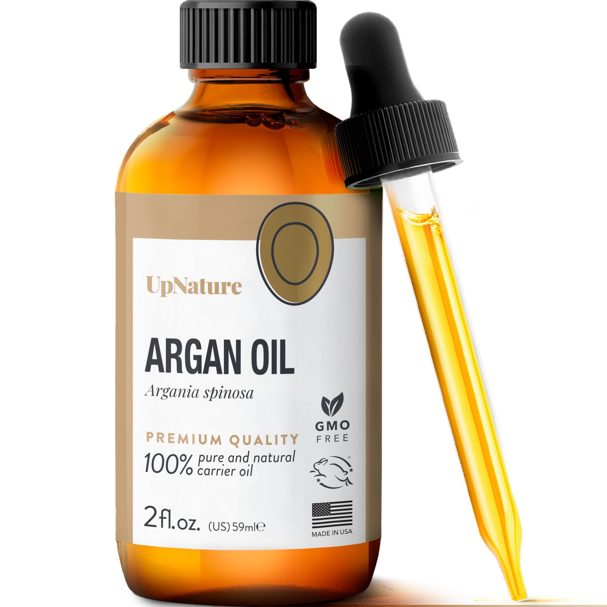 UpNature Argan Oil 2oz - 100% Natural & Pure Argan Oil for Hair Growth, Natural Cuticle Oil & Skin Care Products for Stretch Marks & Scars- Carrier Oil for Essential Oils for Skin