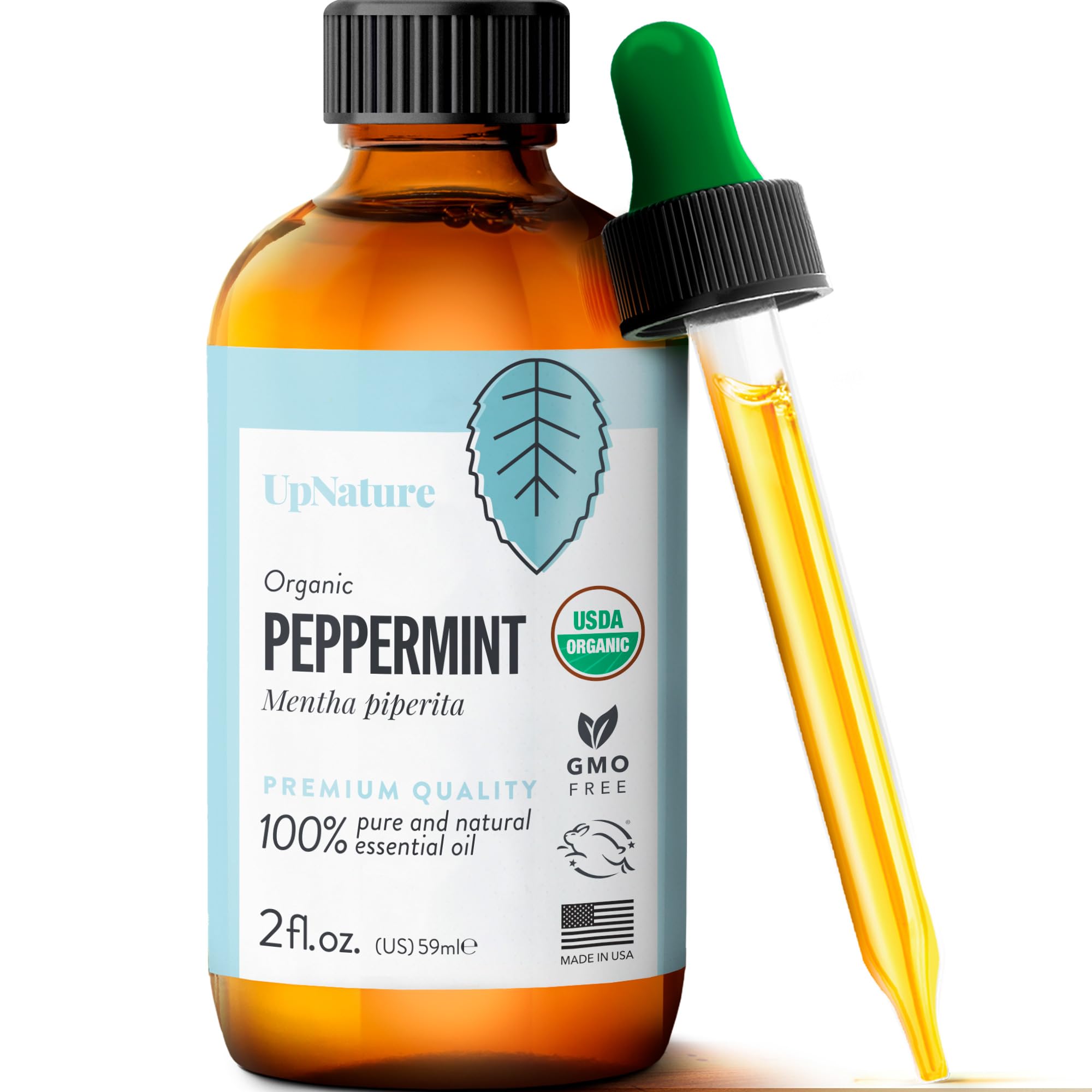 USDA Certified Organic Peppermint Essential Oil 2oz  100% Natural & Pure Peppermint Oil Aromatherapy Oil