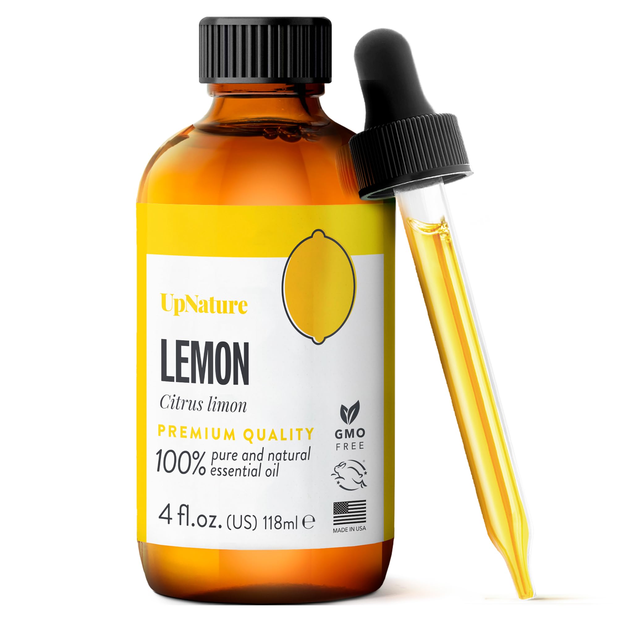 UpNature Lemon Essential Oil - 100% Natural, Undiluted, Pure, Therapeutic Grade, 4oz