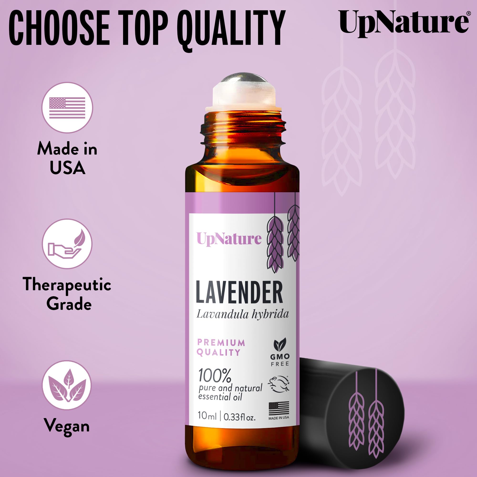 Lavender Essential Oil Roll On by UpNature - Aromatherapy Lavender Oil for Sleep, Stress Relief, & Relaxation