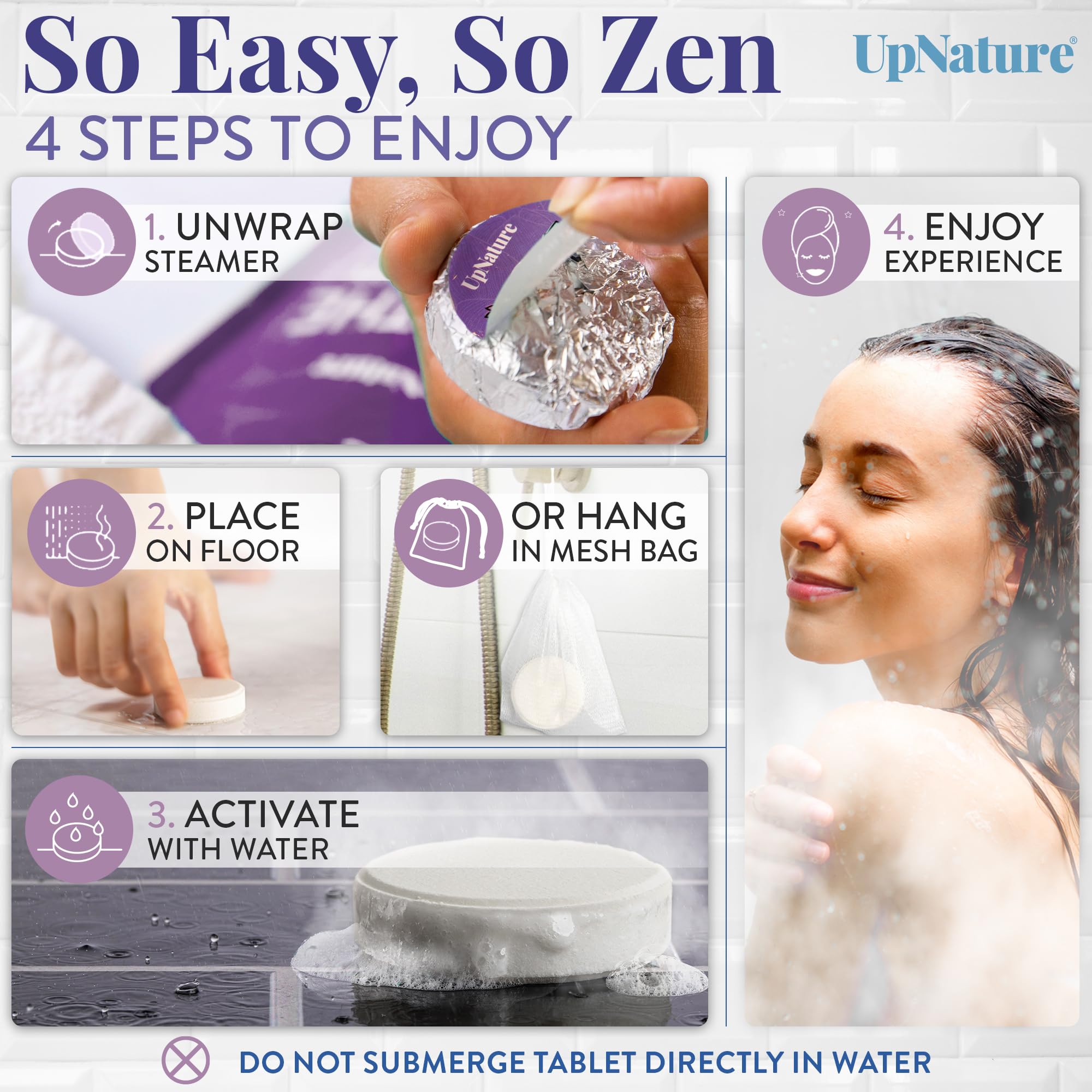 UpNature Shower Steamers Aromatherapy, Calm 12pcs - Lavender Shower Steamer Restore Relaxation, Essential Oil Lavender Shower Bath Bombs Tablets for Stress Relief, Self Care Gifts for Women & Men