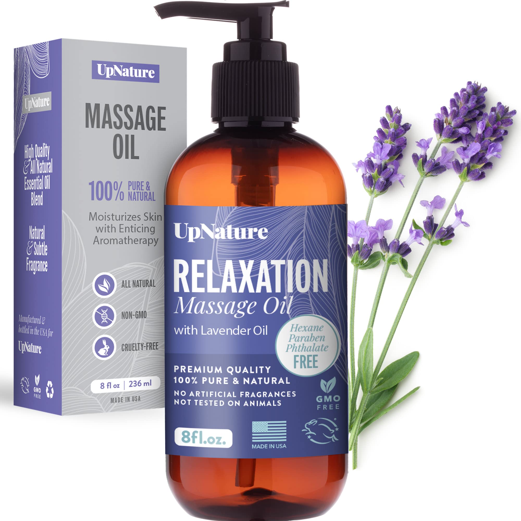 Relaxation Lavender Massage Oil for Couples, 8oz- Lavender Massage Oil for Massage Therapy, Romantic, Calming, Stress Relief, Aromatic Moment- Relaxing Gifts for Women & Men