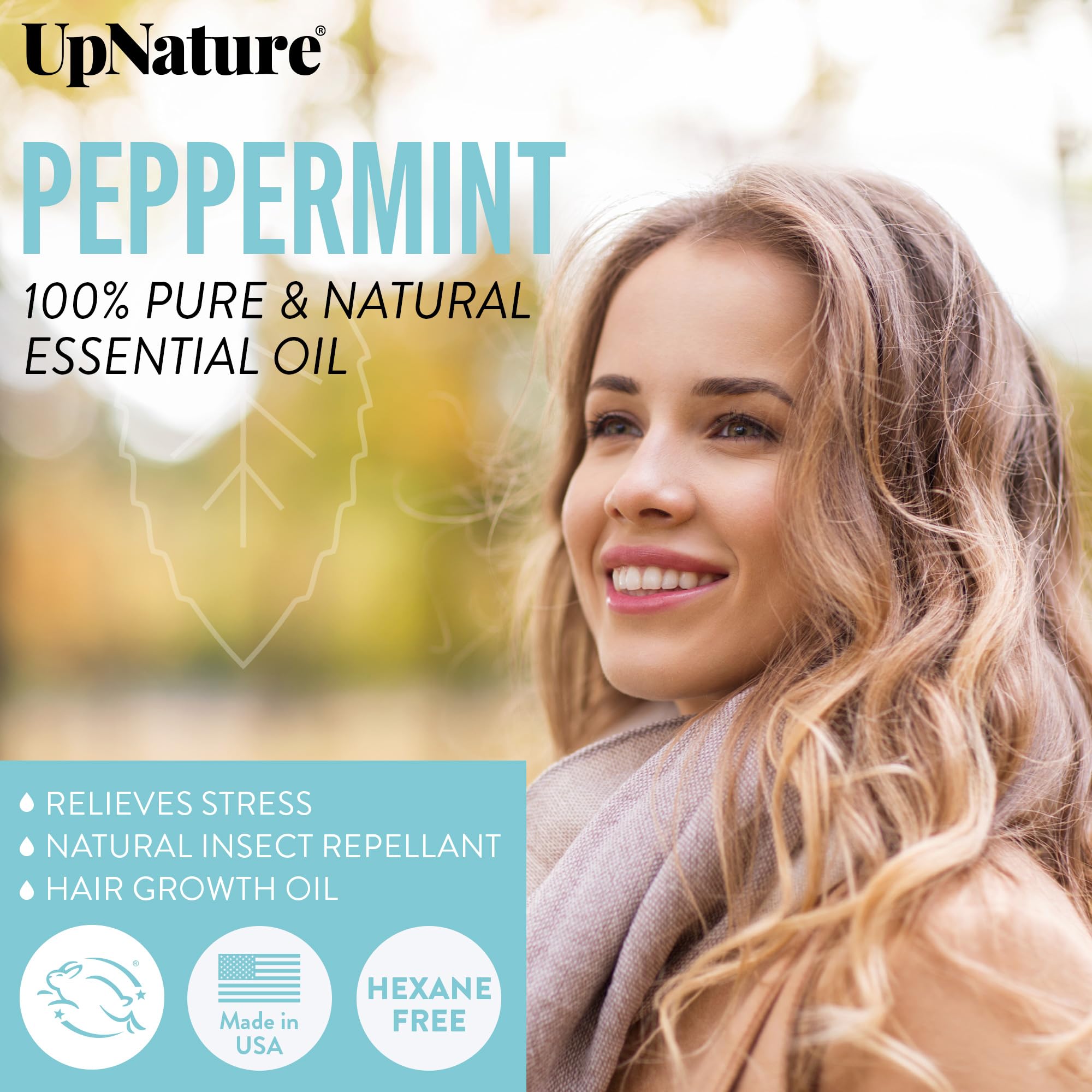 UpNature Peppermint Essential Oil - 100% Natural, Premium Quality Aromatherapy Oil- Pure Peppermint Oil for Hair Growth, Eases Head Tension, Pregnancy Essentials Soothes Aches, Gifts Under 10 Dollars