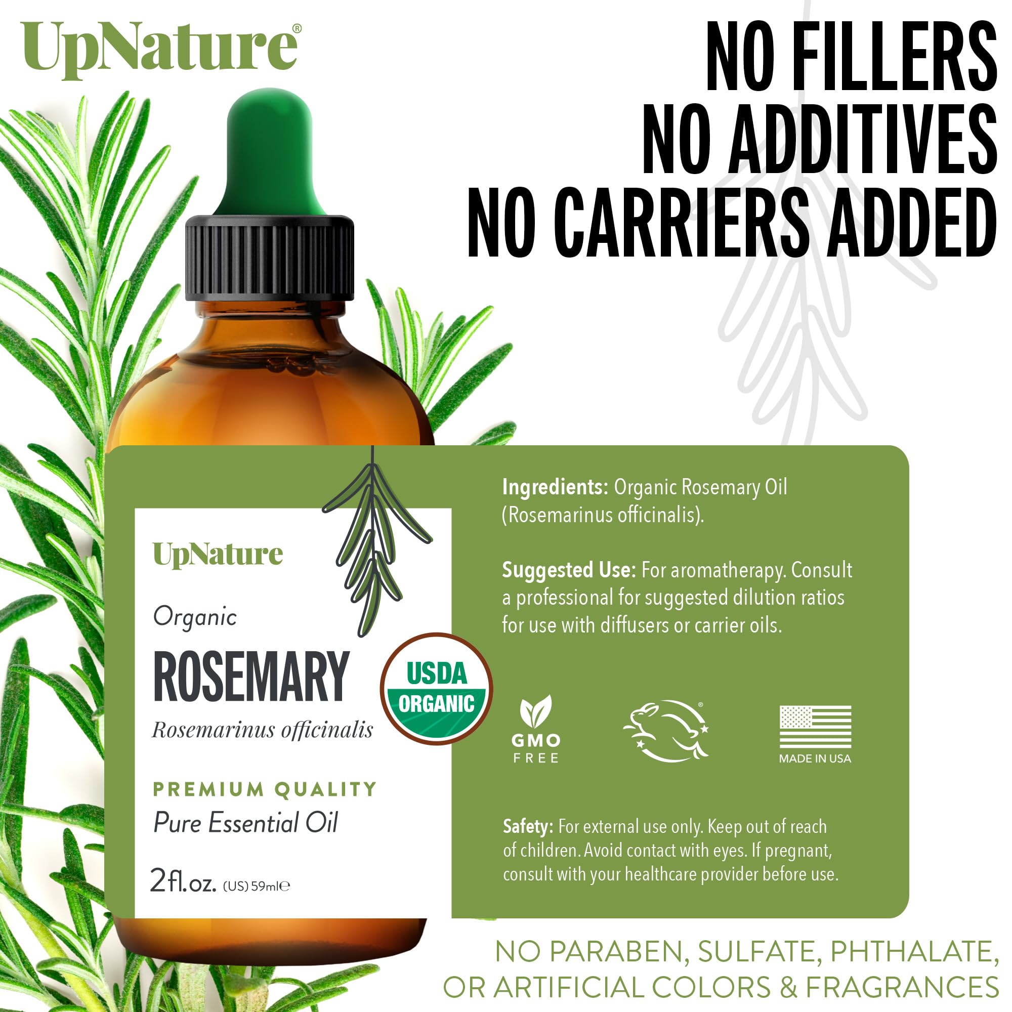UpNature Organic Rosemary Essential Oil USDA Certified Organic, 100% P