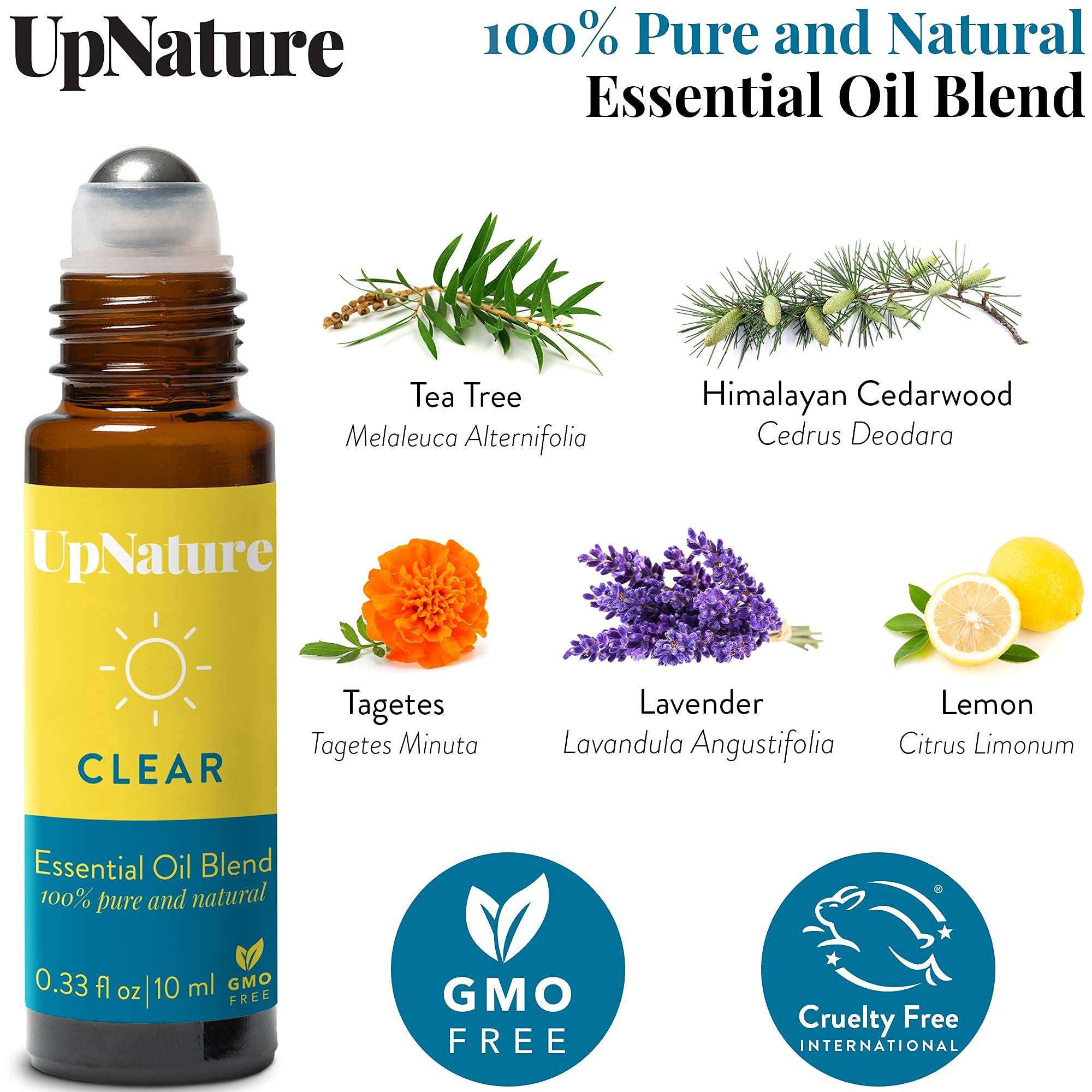 Clear Essential Oil Roll On Blend - Nail & Toenail Treatment - Therapeutic Grade Pure Tea Tree Oil, Lavender & Cedarwood Essential Oil - Easy Application Nail Treatment, gift under 10 dollars